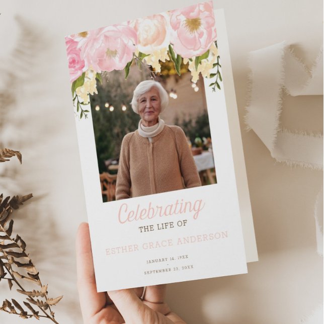 Flyer Celebração rosa do Programa Funeral de Vida Dobrad (Criador carregado)