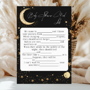 Flyer Celestial Gold Black Mad Libs para Chás de Bebê