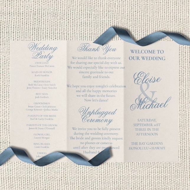 Flyer Cerimônia de Casamento com Padrão Náutico de Toale (Coastal Toile Nautical Pattern Wedding Ceremony Flyer)