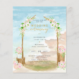 Flyer Cerimônia de Casamento Costeiro de Praia do BUDGET