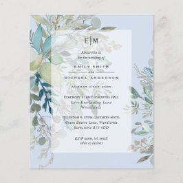 Flyer Cerimônia de Casamento e Recepção Azul Dusty Pink 