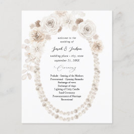 Flyer Cerimônia de Casamento Floral Branco e Pérolas Orç