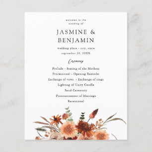 Flyer Cerimônia de Casamento Floral Dourada do Orçamento