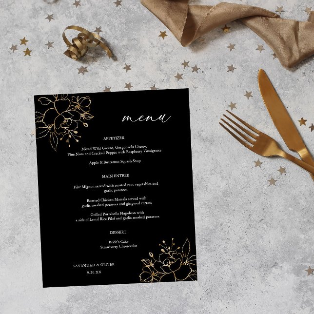 Flyer Cerimônia Floral de Casamento Dourado do Orçamento (Criador carregado)