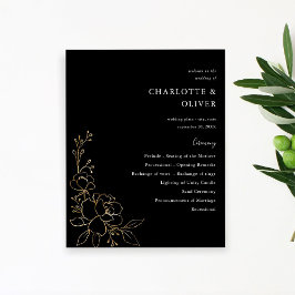 Flyer Cerimônia Floral de Casamento Dourado do Orçamento