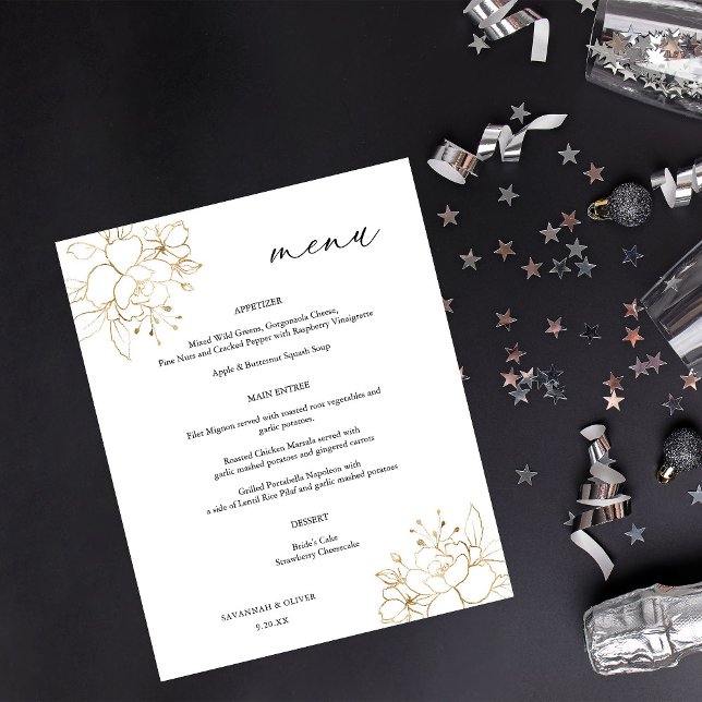 Flyer Cerimônia Floral de Casamento Dourado do Orçamento (Criador carregado)