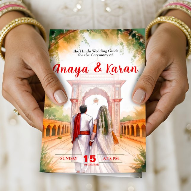 Flyer Cerimônia Hindu do Programa Casamento Indiano de A (Elegant Indian Wedding Program Hindu Ceremony Guid Flyer)
