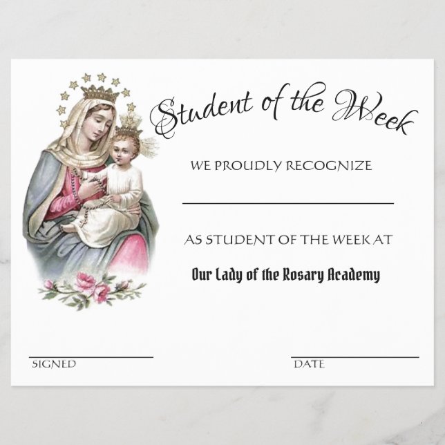 Flyer Certificado católico da escola do prémio de mérito (Frente)