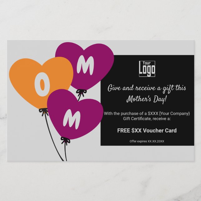 Flyer Certificado de Presente da Promoção do Dia das Mãe (Frente)