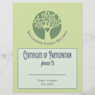Flyer Certificado do amor da árvore genealógica de