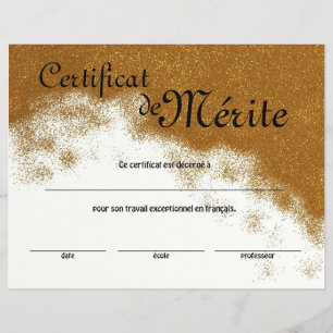 Flyer Certificado genérico da classe francesa da