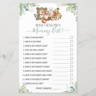 Flyer Chá de animais florestais Como você conhece bem o 