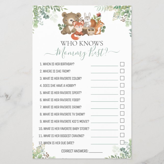 Flyer Chá de animais florestais Como você conhece bem o  (Frente)