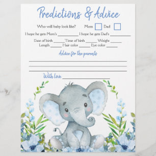 Flyer Chá de Bebê de Elefante Menino Jogo Duplo