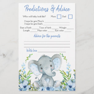 Flyer Chá de Bebê de Elefante Menino Jogo Duplo