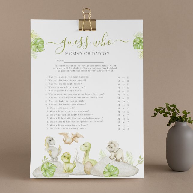 Flyer Chá de Bebê Jogo "Quem é?" Dinossauro (Criador carregado)