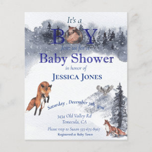Flyer Chá de Bebê Raposinha - Convite Inverno Floresta