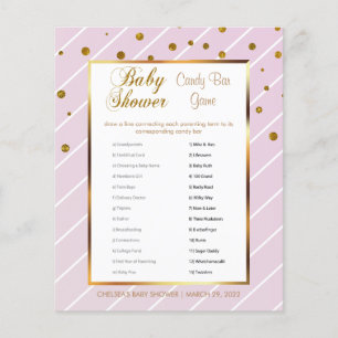 Flyer Chá de Bebê Rosa Doce e Dourado - Barra de Doces