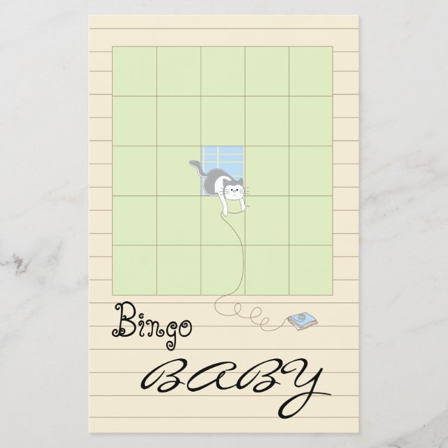 Flyer Chá de fraldas BINGO "Blue/Build A Library" (Frente)