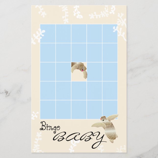 Flyer Chá de fraldas BINGO "Blue/Cream Turtle" (Frente)