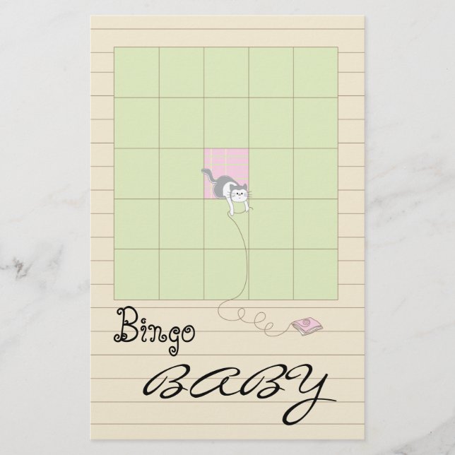 Flyer Chá de fraldas BINGO rosa/Criar uma biblioteca" (Frente)