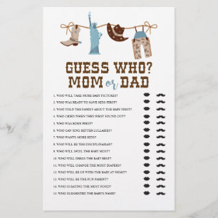 Flyer Chá de fraldas De Cowboy Ocidental Adivinha Quem J