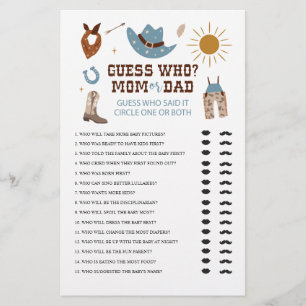Flyer Chá de fraldas De Cowboy Ocidental Adivinha Quem J