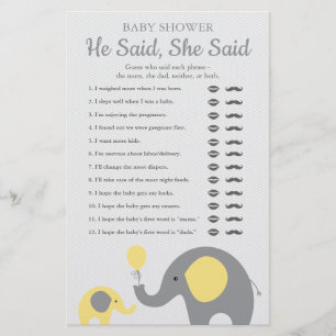 Flyer Chá de fraldas De Elefante Amarelo Disse Que Ela D