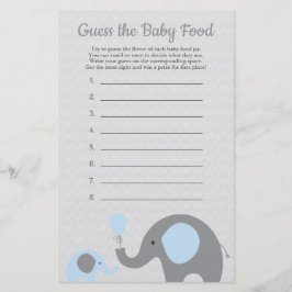 Flyer Chá de fraldas de Elefante Azul Adivinha Jogo da C