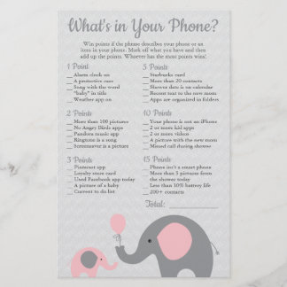 Flyer Chá de fraldas de elefante rosa O que há no seu te