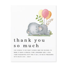 Chá de fraldas de Elefante Rosa-Rosa PAPEL Obrigad