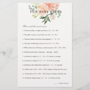 Flyer Chá de fraldas de Fatos do Bebê com Blush Floral