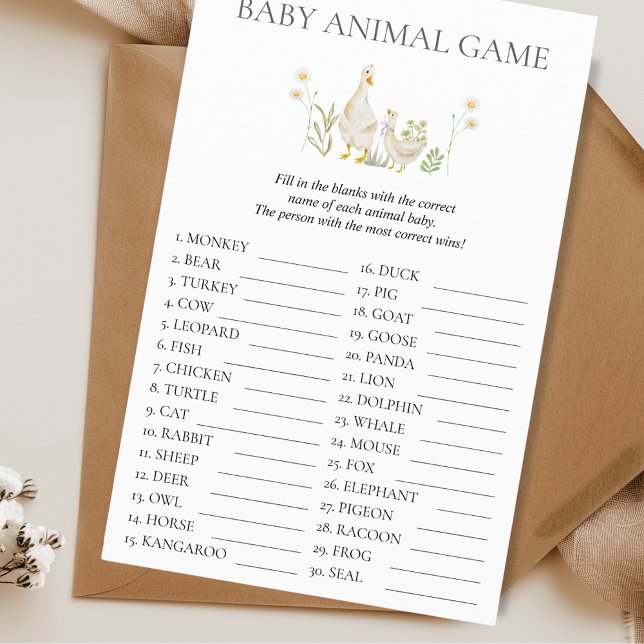 Flyer Chá de fraldas de ganso de Bobo de caça para bebês (Baby Animal Game Baby Shower Silly Goose Fun Budget Aesthetic)