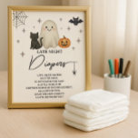 Flyer Chá de fraldas de Halloween  Tarde Fralda Noite Or<br><div class="desc">Para um chá de fraldas de Halloween, escolher nossos itens Boho é uma forma fantástica de trazer um espírito lúdico e festivo para a celebração. A charmosa mão pintada de aquarela do design capta perfeitamente o lado divertido e caprichoso de um chá de fraldas festivo e assustador, criando uma atmosfera...</div>