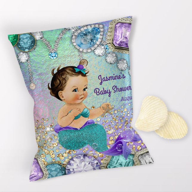 Flyer Chá de fraldas de Jewel Mermaid Wrappers (1 ounce snack bag wrapper flyer. )