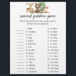 Flyer Chá de fraldas de Jogo de Gestação Animal da Woodl<br><div class="desc">jogo de gestação de chá de fraldas.</div>