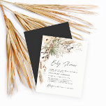 Flyer Chá de fraldas de orçamento pampas preto moderno<br><div class="desc">Chá de fraldas de orçamento pampas de grama e eucalipto moderno boho elegante design. Num terracota contemporâneo,  verde-sábio,  natural,  creme e colorida preta.</div>