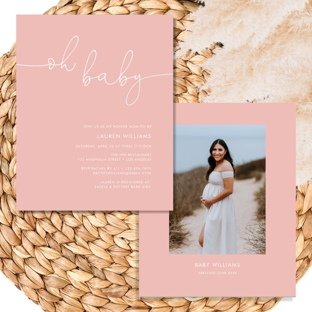 Flyer Chá de fraldas de Rapariga Rosa Blush de Foto Mode (Criador carregado)