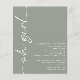 Flyer Chá de fraldas de Sage Rapariga do Script de Valor