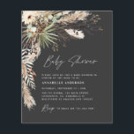 Flyer Chá de fraldas do orçamento pampas preto moderno e<br><div class="desc">O chá de fraldas do orçamento pampas e o eucalipto,  o moderno partido boho elegante na moda,  convidam design. Num terracota contemporâneo,  verde-sábio,  natural,  creme e colorida preta.</div>