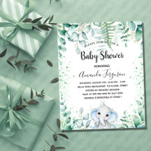 Chá de fraldas elefante eucalipto convite orçament