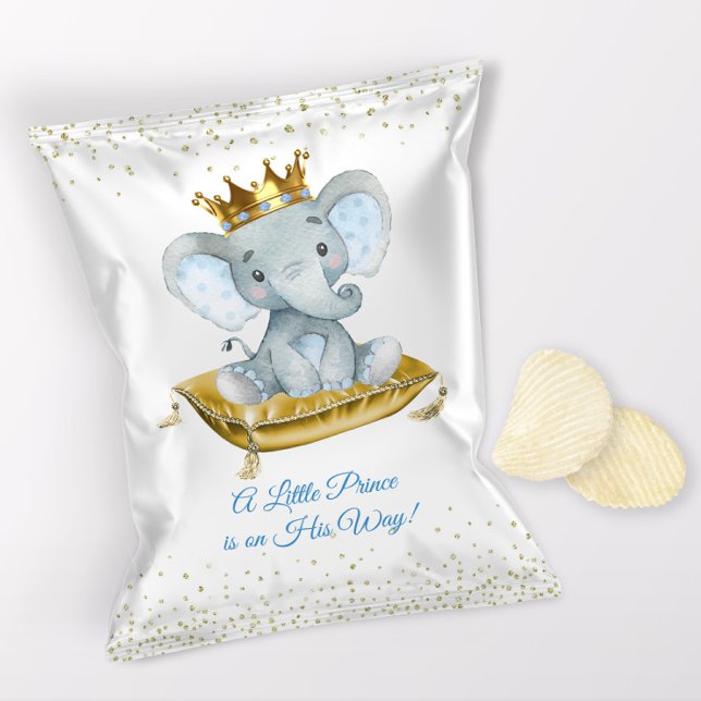 Flyer Chá de fraldas Elefante Prince Chip Bag Wrappers (1 ounce snack bag wrapper flyer. )