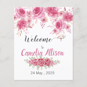 Flyer Chá de fraldas Floral Elegante Blush Bem-vindo