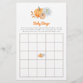 Flyer Chá de fraldas Jogo Bingo Pequeno Pumpkin Cai Fri