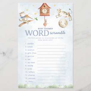 Flyer Chá de fraldas Rhyme Jogo do Word Scramble