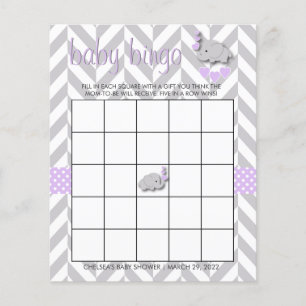 Flyer Chá de fraldas roxo & cinzento do elefante - Bing