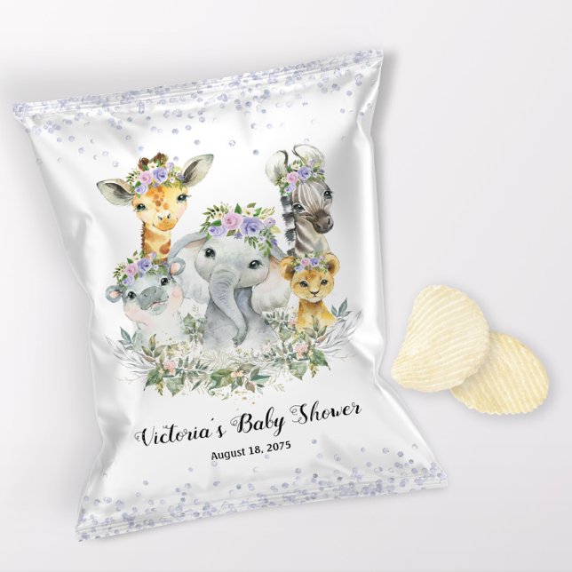 Flyer Chá de fraldas Safari Purple (1 ounce snack bag wrapper flyer. )