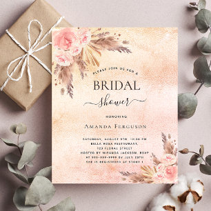 Flyer Chá de panela boho pampas capa rosa ouro