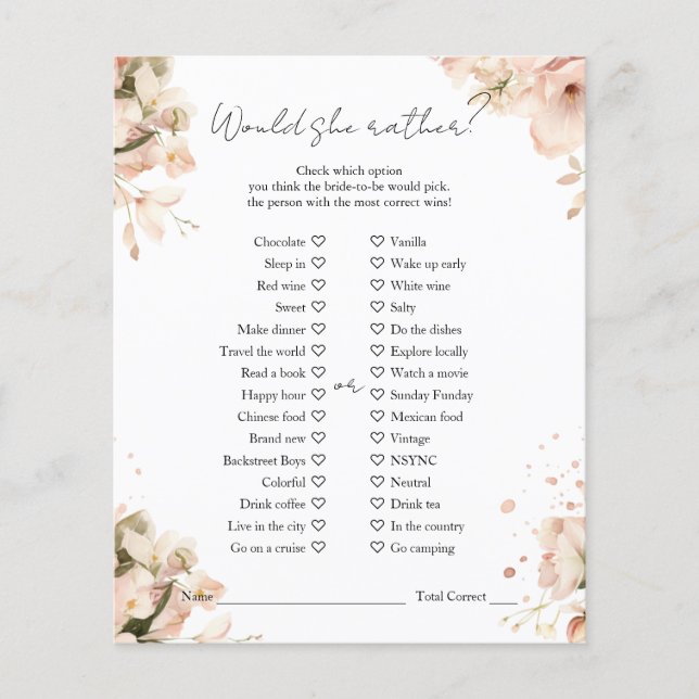 Flyer Chá de panela Branco Negro Moderno Ela Preferencia (Frente)