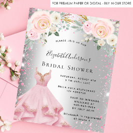 Flyer Chá de panela cor-de-rosa-rosa, convite para brilh